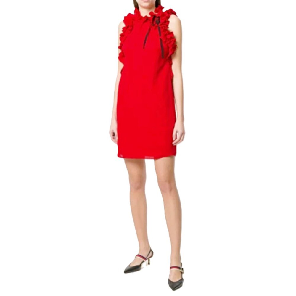 GUCCI Iconic Sleeveless Ruffle Cocktail Mini Dress in Red sz US 4-6 IT 42 $1620 - Picture 9 of 14